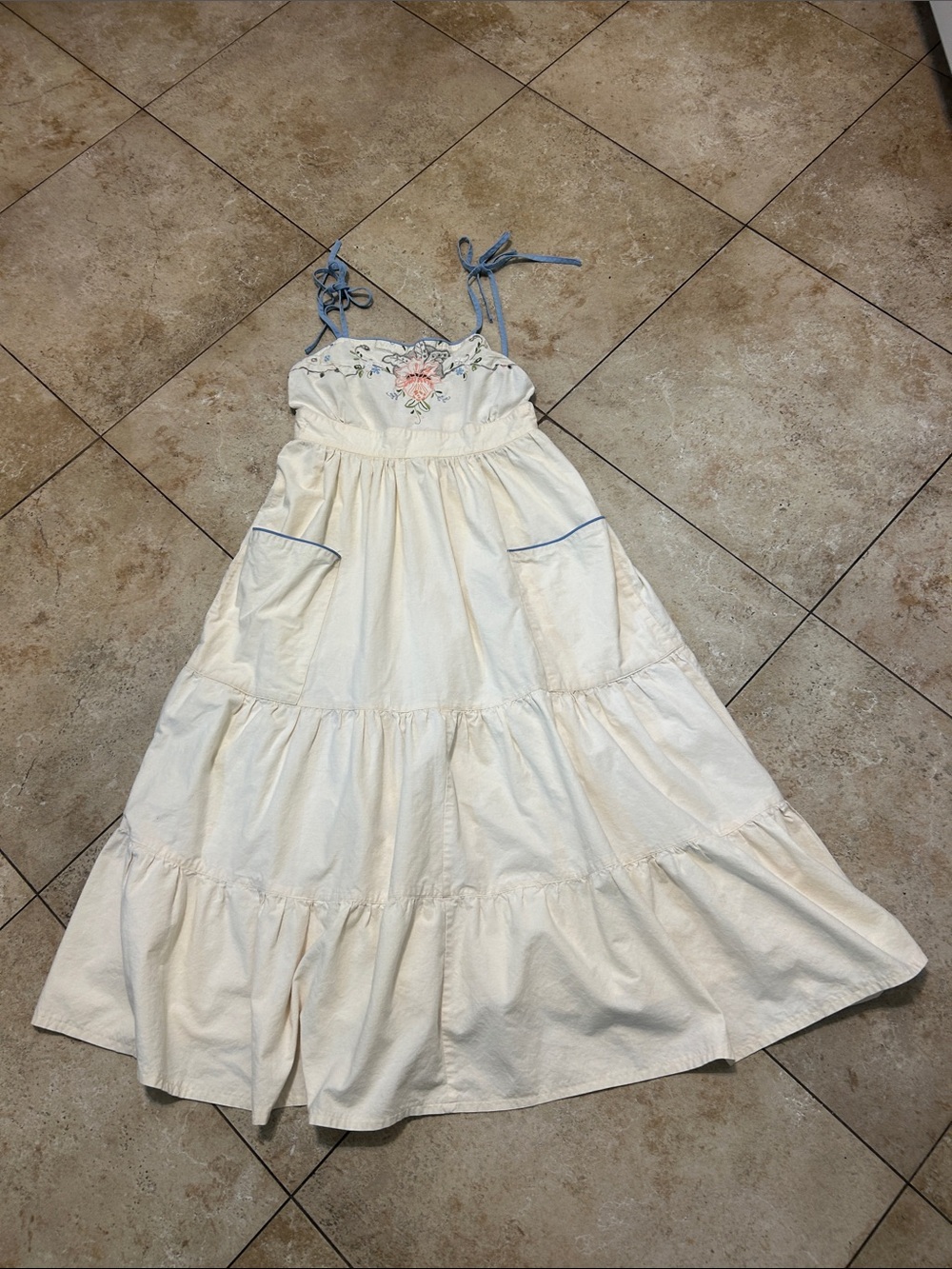 RARE VINTAGE tiered embroidered maxi dress.